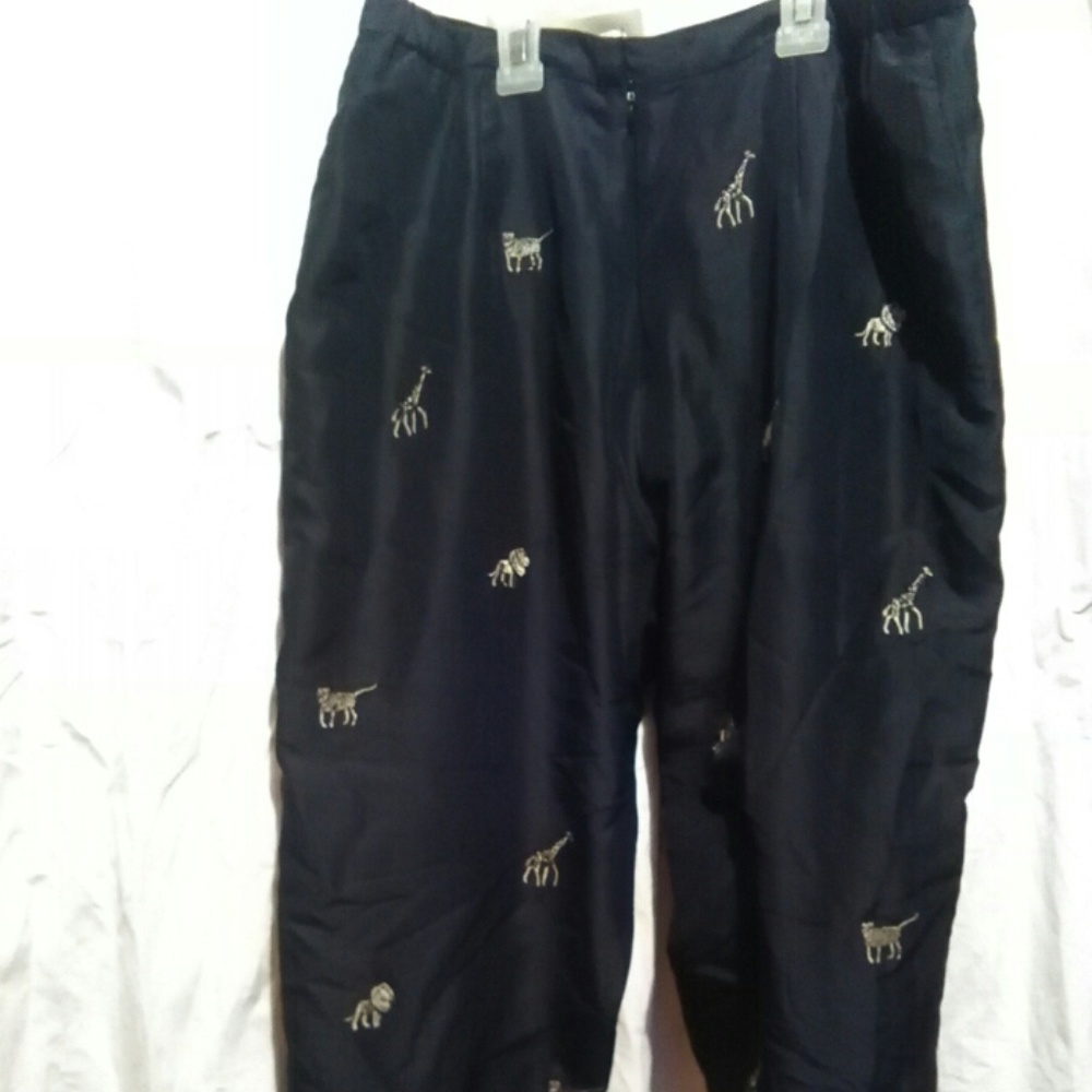 Silk embroidery pants